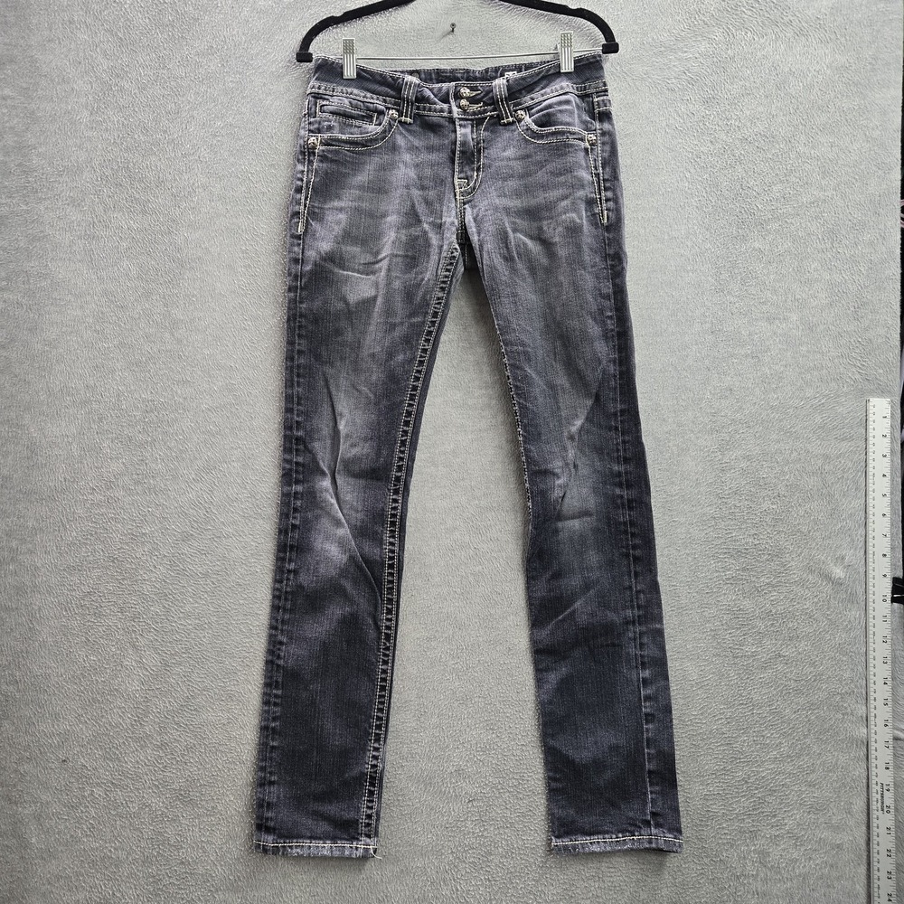 Miss Me Women Jeans 30 Gray Denim Embroidered JP5046SKL Skinny Indie‎